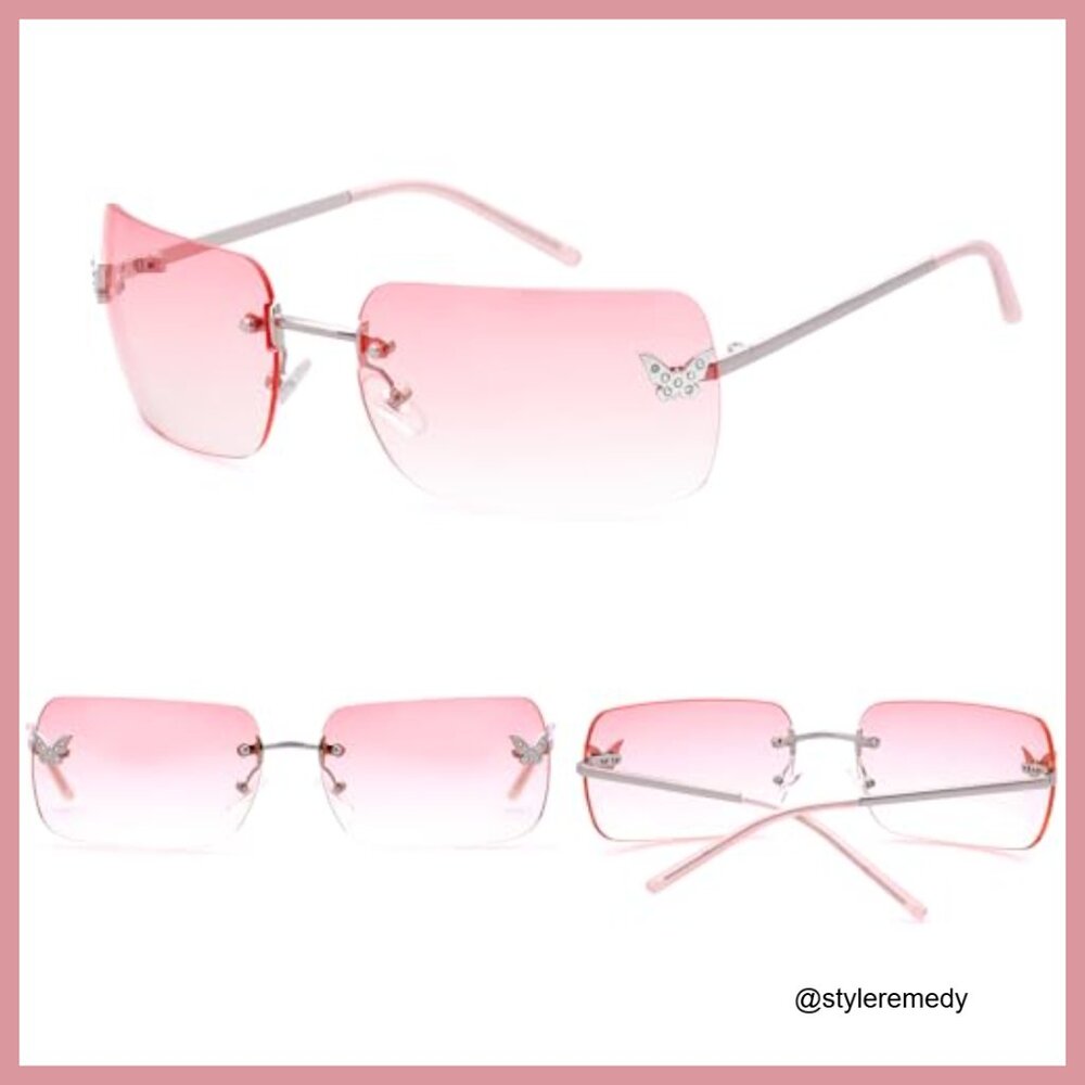 Metal Frameless Rectangular Sunglasses with UV400… - image 5